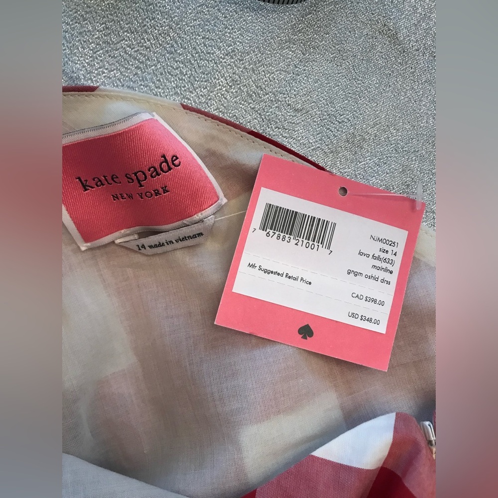 Kate Spade New York NWT Red and White Gingham Lava Falls Midi Dress Sz 14 - Picture 11 of 15
